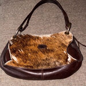 Brown Leather and “Cow” Fur Women's Bag by Sergio’s Collection **Missing Part**